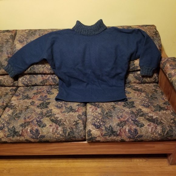 Green, heavy wool, lined, sweater/jacket, handmade, S, vintage 90s, in/outdoor - Picture 3 of 7